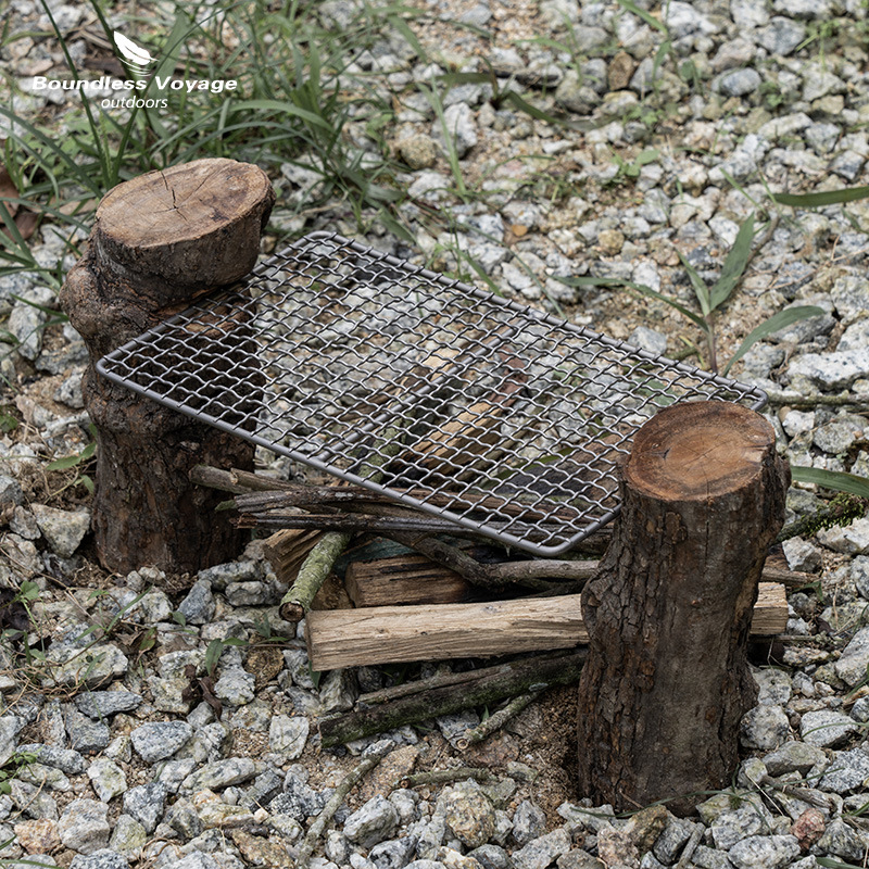 Rețea pentru grătar din titan pur, pentru camping în aer liber – portabilă, compactă