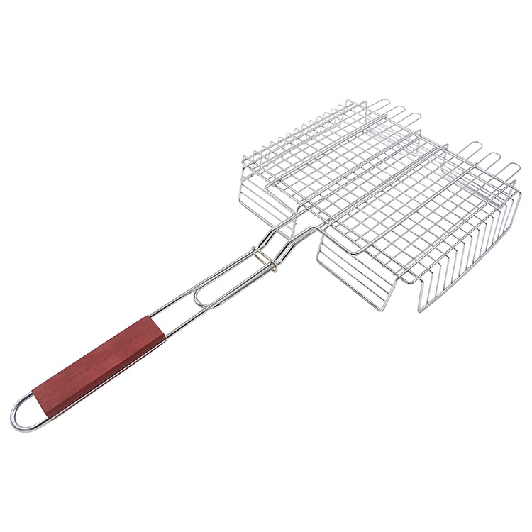 Coș de grătar pentru pește, plasă electroplată pentru BBQ, capacitate mare, exterior