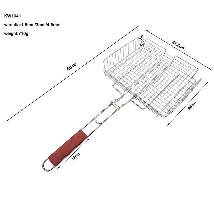 Coș de grătar pentru pește, plasă electroplată pentru BBQ, capacitate mare, exterior