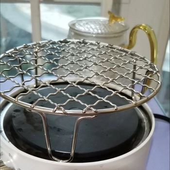 Grătar rotund din oțel inoxidabil 304, cu picioare, pentru infuzarea ceaiului, rumenirea cărnii, scurgerea uleiului, afumare, coacere și utilizare cu friteza cu aer