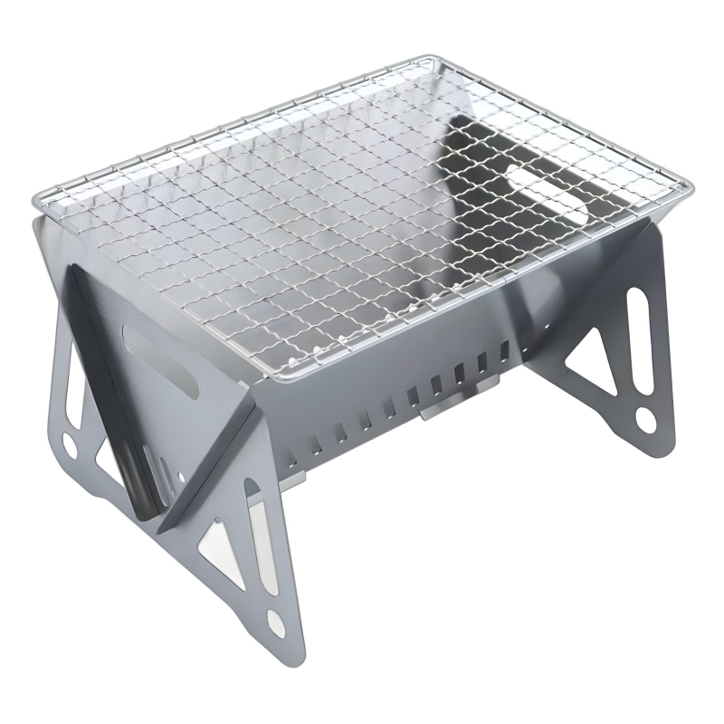 Aragaz pliabil tip card pentru camping, pentru ceai și grătar — grill mini portabil din oțel inoxidabil, ardere pe lemn