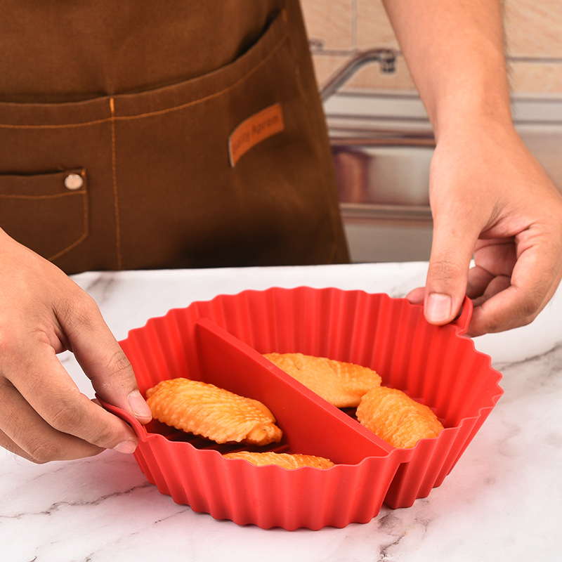 Covoraș de copt din silicon pliabil pentru friteuza cu aer și cuptor, tavă de copt cu mai multe formate și organizare a ingredientelor