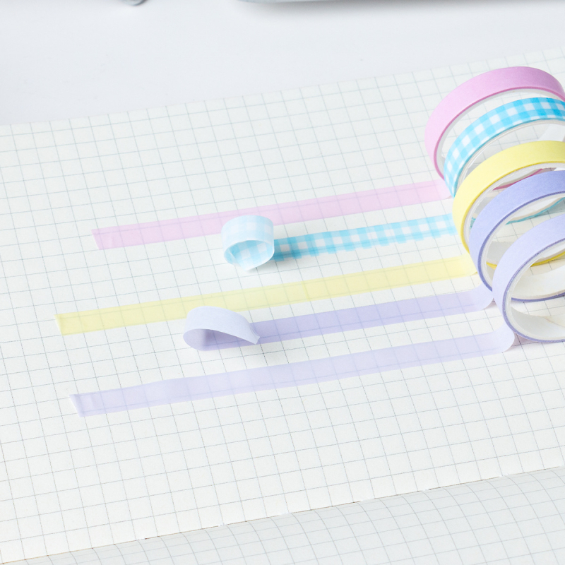 20 role ambalate – Bandă Washi din seria Lumină și Umbra, hârtie japoneză, lățime 7 mm, lungime 2 m, material decorativ pentru scrapbooking