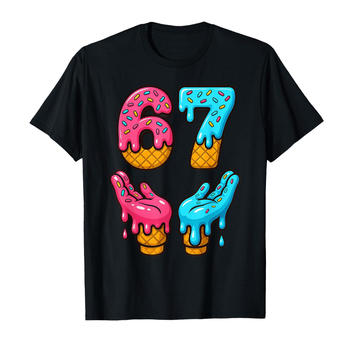Six Seven 67 nyomott gyerek póló kerek nyakú, rövid ujjú, laza fazon.