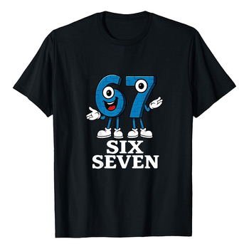 Six Seven 67 nyomott gyerek póló kerek nyakú, rövid ujjú, laza fazon.