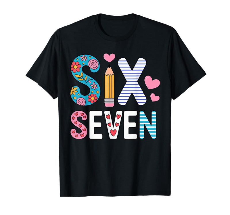 Six Seven 67 nyomott gyerek póló kerek nyakú, rövid ujjú, laza fazon.