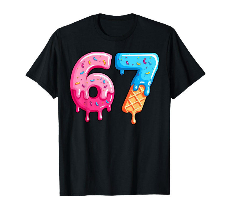 Six Seven 67 nyomott gyerek póló kerek nyakú, rövid ujjú, laza fazon.