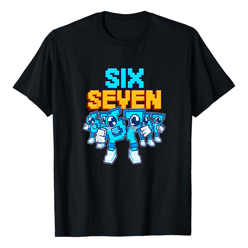 Six Seven 67 nyomott gyerek póló kerek nyakú, rövid ujjú, laza fazon.