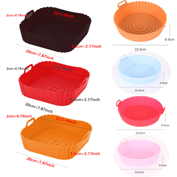 Mei muer covoraș de silicon pentru coacere, pentru aer fryer și cuptor de casă, tavă dreptunghiulară de copt din silicon, 22.5×20×5.5 cm, roșu