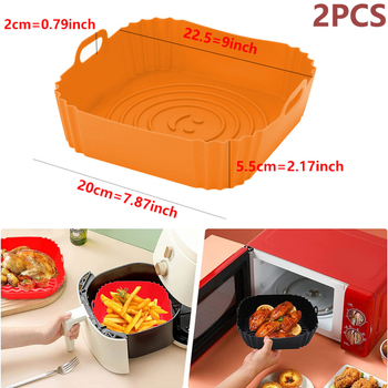 Mei muer covoraș de silicon pentru coacere, pentru aer fryer și cuptor de casă, tavă dreptunghiulară de copt din silicon, 22.5×20×5.5 cm, roșu
