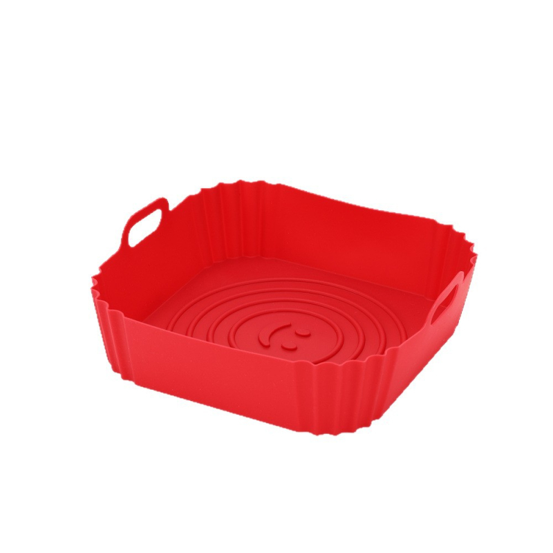 Mei muer covoraș de silicon pentru coacere, pentru aer fryer și cuptor de casă, tavă dreptunghiulară de copt din silicon, 22.5×20×5.5 cm, roșu