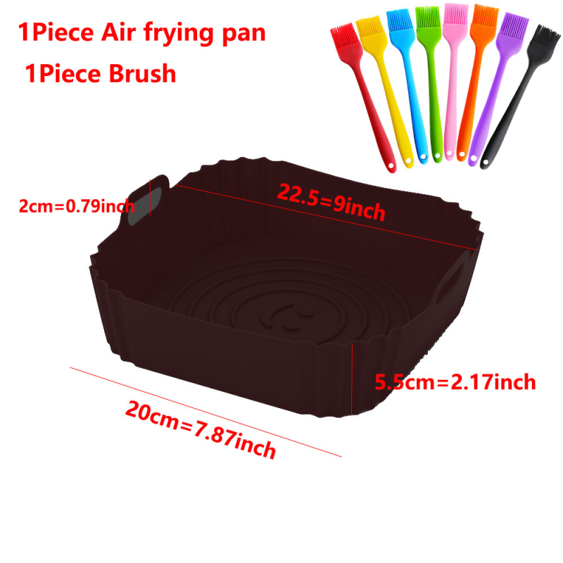 Mei muer covoraș de silicon pentru coacere, pentru aer fryer și cuptor de casă, tavă dreptunghiulară de copt din silicon, 22.5×20×5.5 cm, roșu
