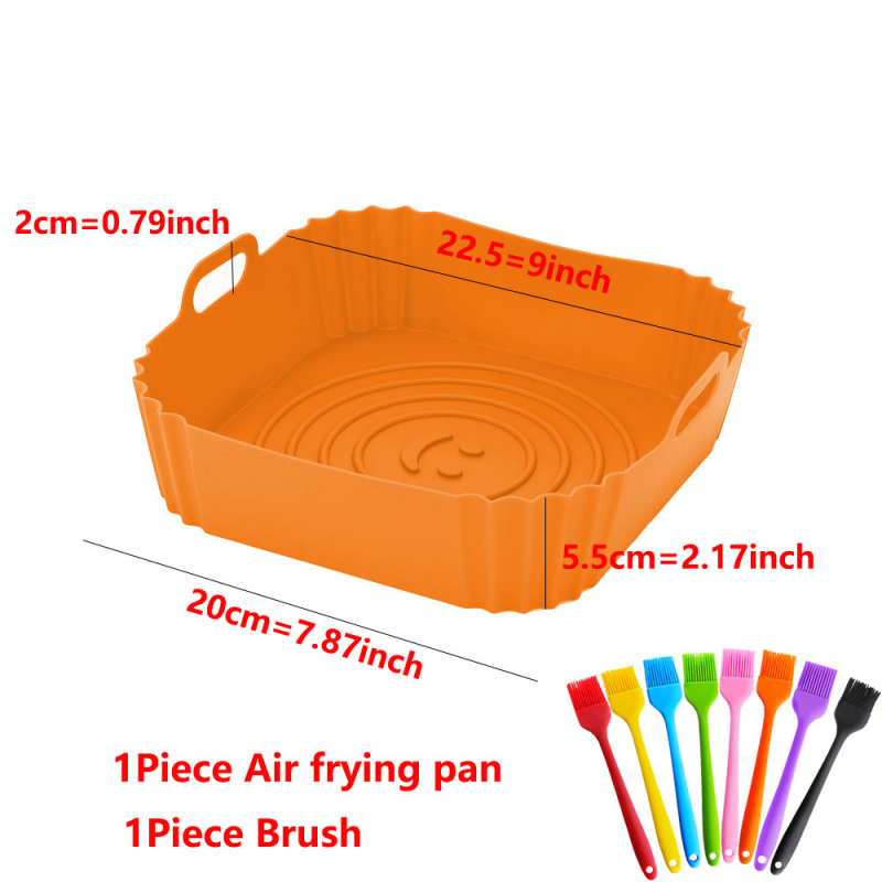 Mei muer covoraș de silicon pentru coacere, pentru aer fryer și cuptor de casă, tavă dreptunghiulară de copt din silicon, 22.5×20×5.5 cm, roșu