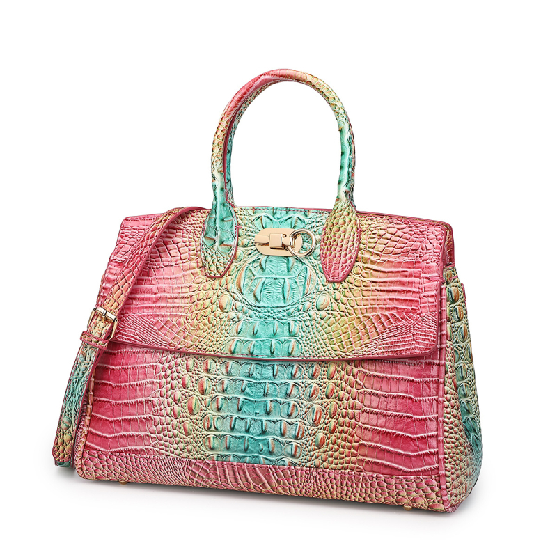Ženska torbica s krilom, PU koža, krokodil uzorak, višebojna, velika kapaciteta