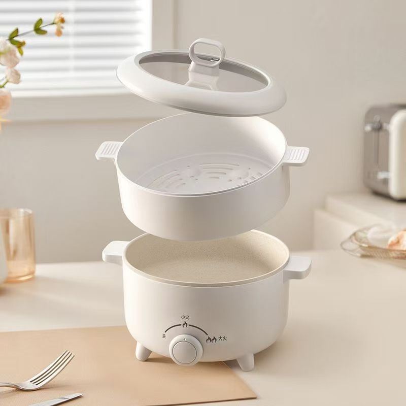 Oală electrică multifuncțională pentru uz casnic - aburire, fierbere, prăjire și sotare, cu interior antiaderent, compactă pentru cămin, oală mică pentru noodles