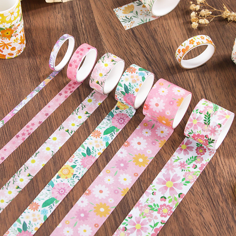 Seria Retro cu Plante și Flori: set de 18 role de bandă Washi pentru amenajare peisaje, decorarea jurnalului și materiale de fundal