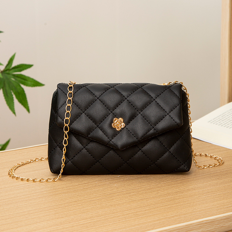 Modna ženska quiltirana mala kvadratna crossbody torba s lancem – ljeto 2022, cvjetni motiv