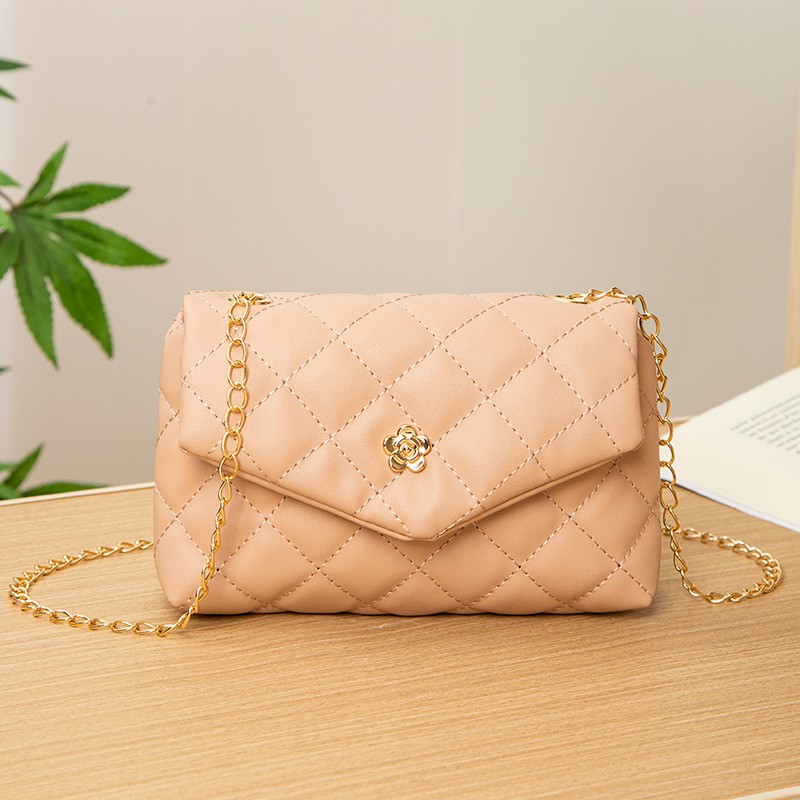 Modna ženska quiltirana mala kvadratna crossbody torba s lancem – ljeto 2022, cvjetni motiv