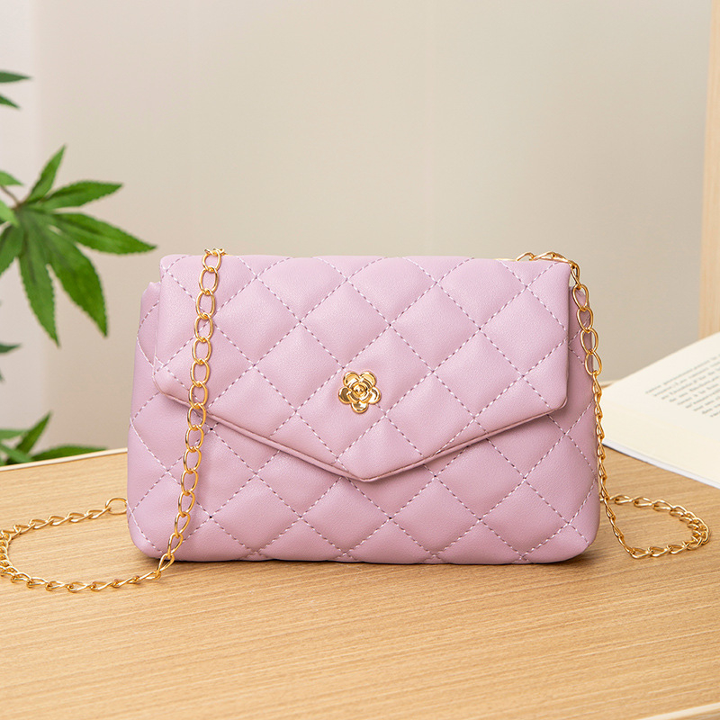 Modna ženska quiltirana mala kvadratna crossbody torba s lancem – ljeto 2022, cvjetni motiv