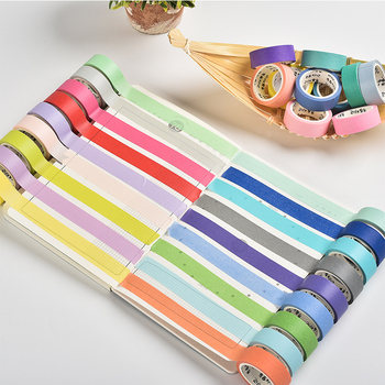 Macaron bandă washi de culoare solidă, pentru scriere în jurnal, autocolante pentru elevi