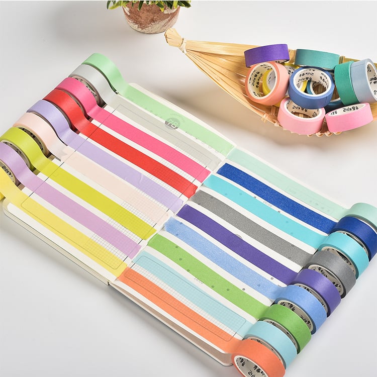 Macaron bandă washi de culoare solidă, pentru scriere în jurnal, autocolante pentru elevi