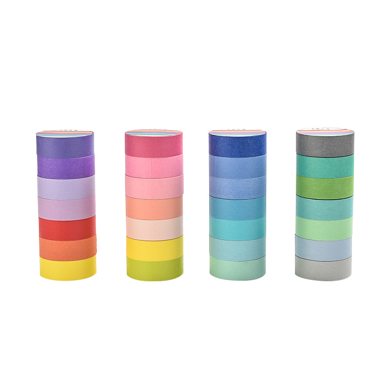 Macaron bandă washi de culoare solidă, pentru scriere în jurnal, autocolante pentru elevi