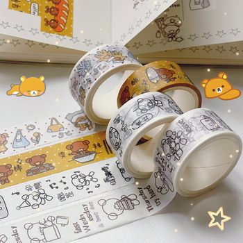 Waka Waka Jurnal cu Bandă Washi, Ursuleț, Autocolante decorative drăguțe în stil japonez pentru colaje