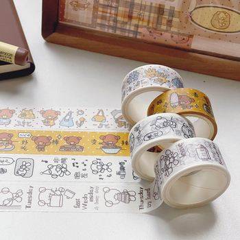 Waka Waka Jurnal cu Bandă Washi, Ursuleț, Autocolante decorative drăguțe în stil japonez pentru colaje