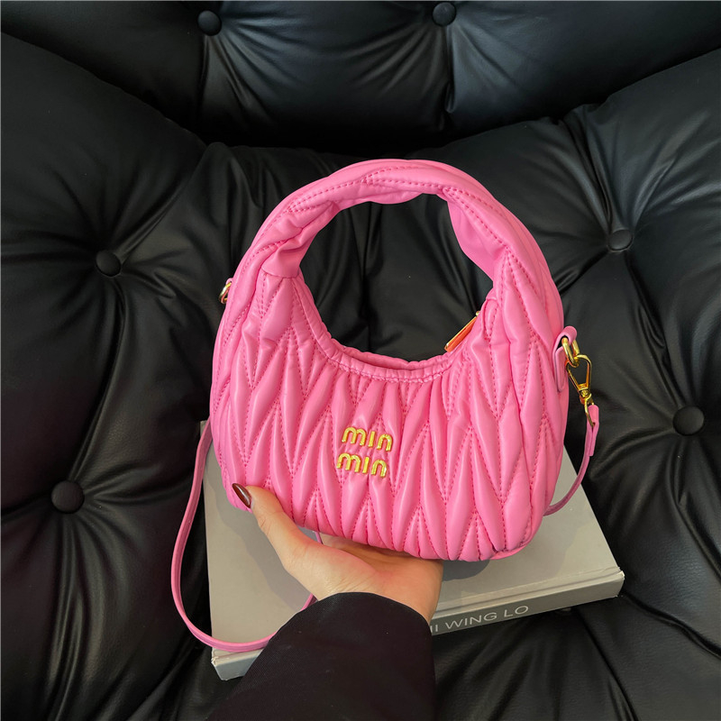 2025 Popularna dumpling torbica s plisiranom kožom janjeta, hobó stil, torba ispod pazuha s oblacima, polumjesec rameni crossbody ženska torba