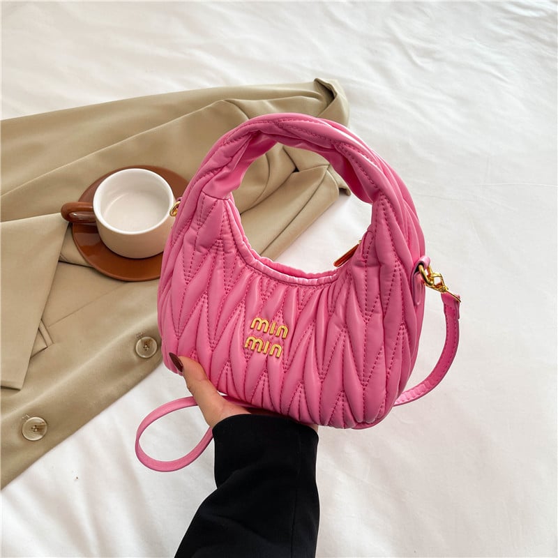 2025 Popularna dumpling torbica s plisiranom kožom janjeta, hobó stil, torba ispod pazuha s oblacima, polumjesec rameni crossbody ženska torba