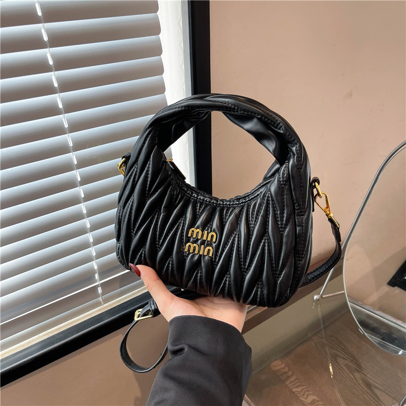 2025 Popularna dumpling torbica s plisiranom kožom janjeta, hobó stil, torba ispod pazuha s oblacima, polumjesec rameni crossbody ženska torba