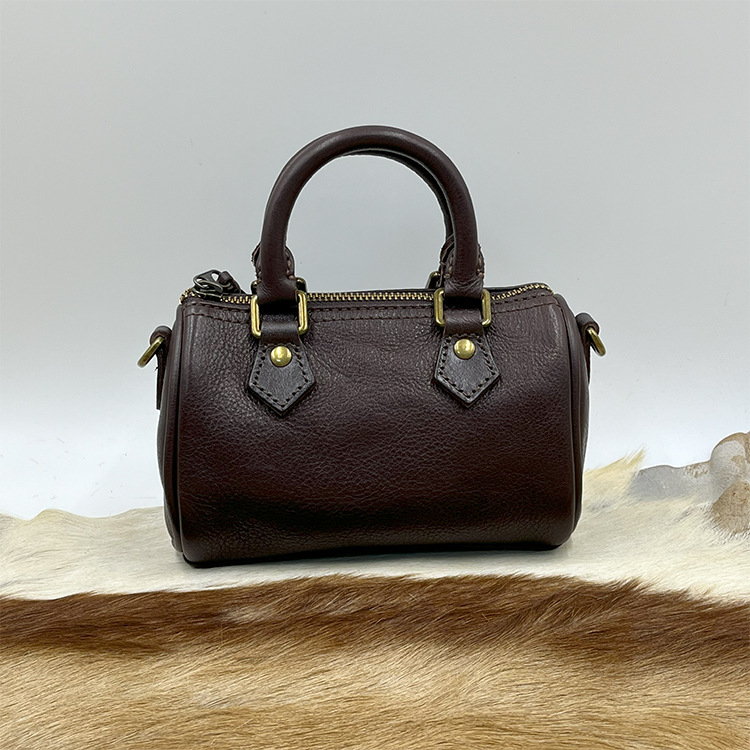Ručno izrađena kožna crossbody torba s rastlinskim tretmanom kože, mini Boston stil, torba za mobitel, svakodnevna upotreba