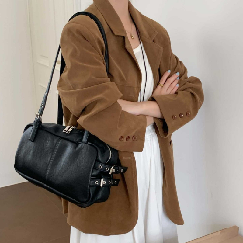 Ženska torbica Boston s oblikom jastuka, velika kapaciteta, PU koža, crossbody ili na rame