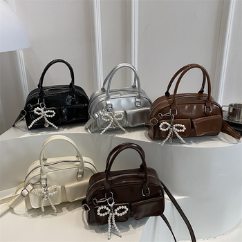 Ženska torba Boston u korejskom stilu, lagani luksuz, srednje veličine, torba za rame i crossbody, model 2025