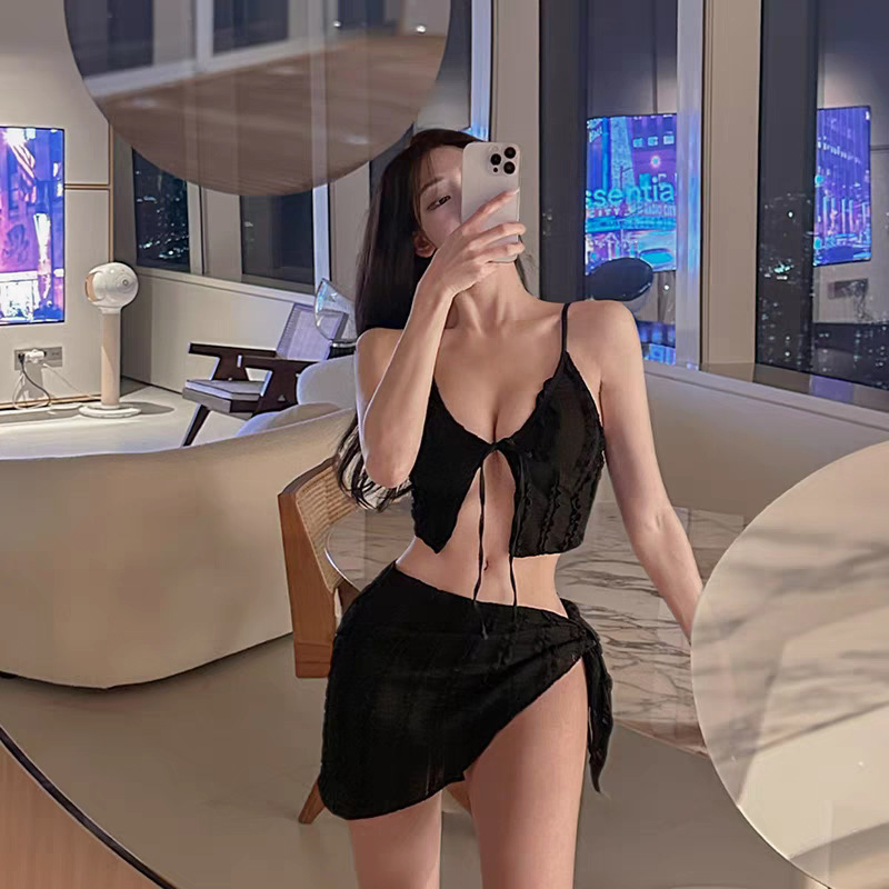 Ženski bikini set od tri dijela s prekrivanje trbuha - korejski INS stil, luksuzan izgled, mršavljenje, za odmor i toplice
