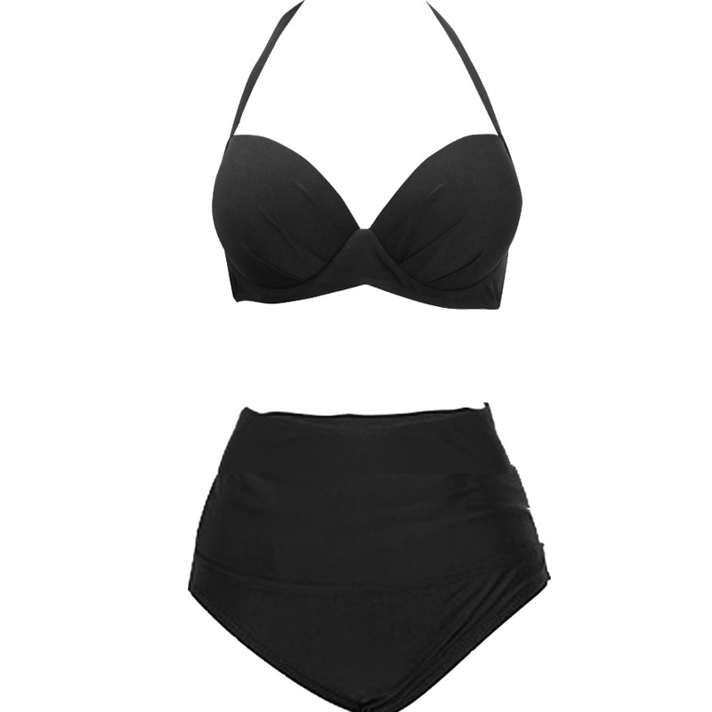 Bikini s čeličnim potporama i push-up učinkovom, seksi korejskog stila, dvodjelni kupaći kostim s visokim strukom, skriva trbuh, pogodan za termalne bazene