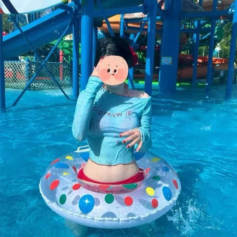 Ženski kupaći kostim 2024, Dopamin stil, četverodjelni split bikini set, konzervativan, dugi rukavi, za termalne izvore