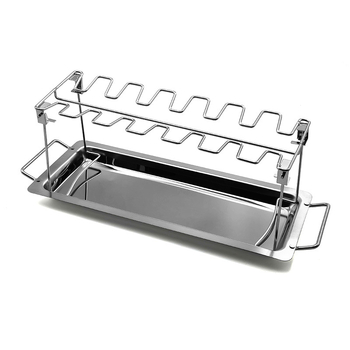 Grill portabil din oțel inoxidabil 430, pliabil, cu tavă de bază, pentru picioare de pui