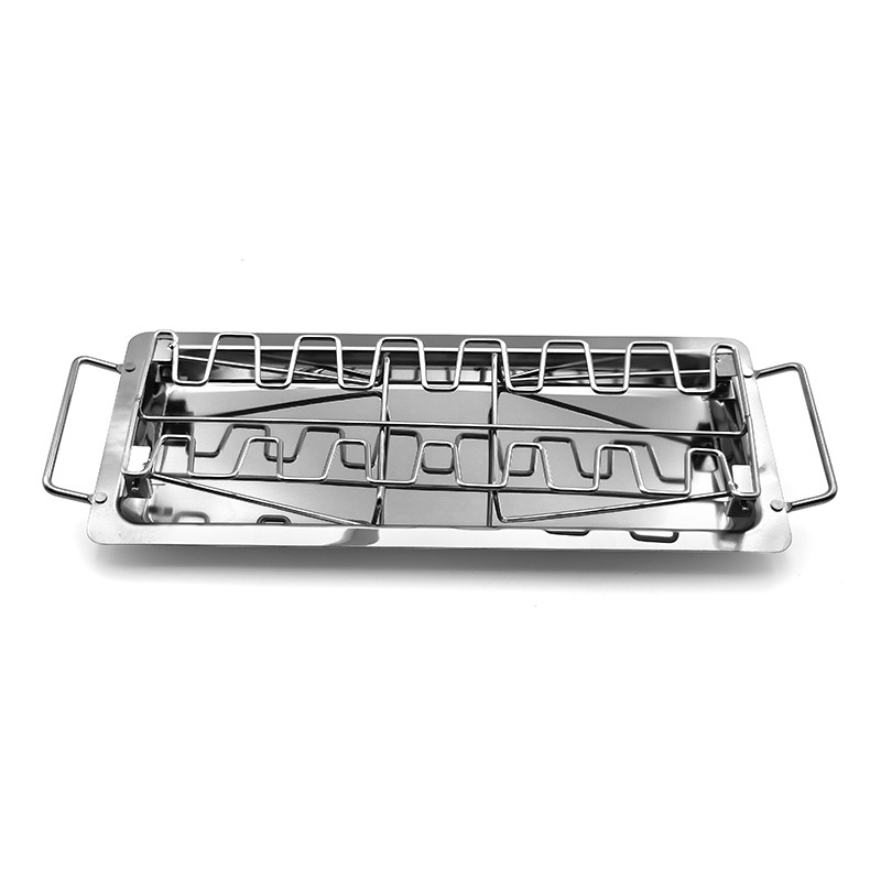 Grill portabil din oțel inoxidabil 430, pliabil, cu tavă de bază, pentru picioare de pui