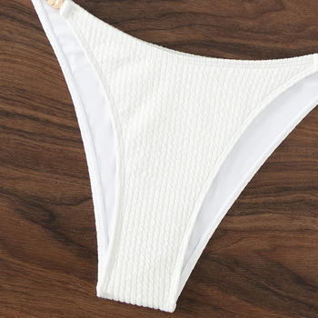 Jednobojni bikini s U-izrezom Bandeau gornji dio, push-up, visokim strukom, otvorena leđa, najlon-poliester smjesa