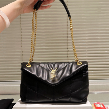 Prešivana kožna crossbody torba s lančanim remenom, velika kapaciteta, messenger stil