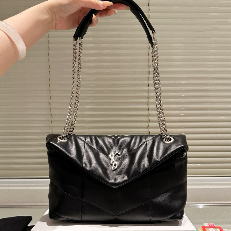 Prešivana kožna crossbody torba s lančanim remenom, velika kapaciteta, messenger stil
