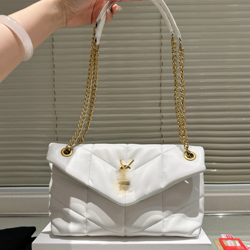 Prešivana kožna crossbody torba s lančanim remenom, velika kapaciteta, messenger stil