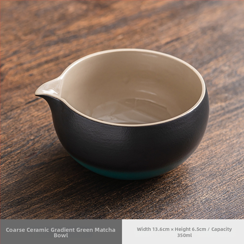 Vas de porțelan pentru matcha cu gură, tel și perie – accesorii ceremonie ceaiului