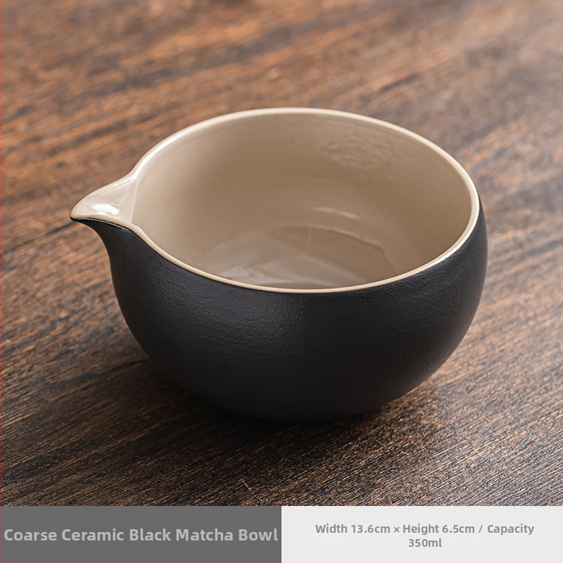 Vas de porțelan pentru matcha cu gură, tel și perie – accesorii ceremonie ceaiului