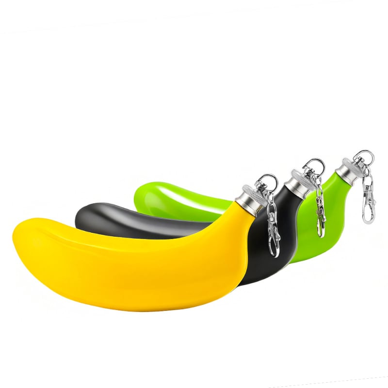 Flacon de vin din oțel inoxidabil, în formă de banană, 5 oz, portabil pentru exterior