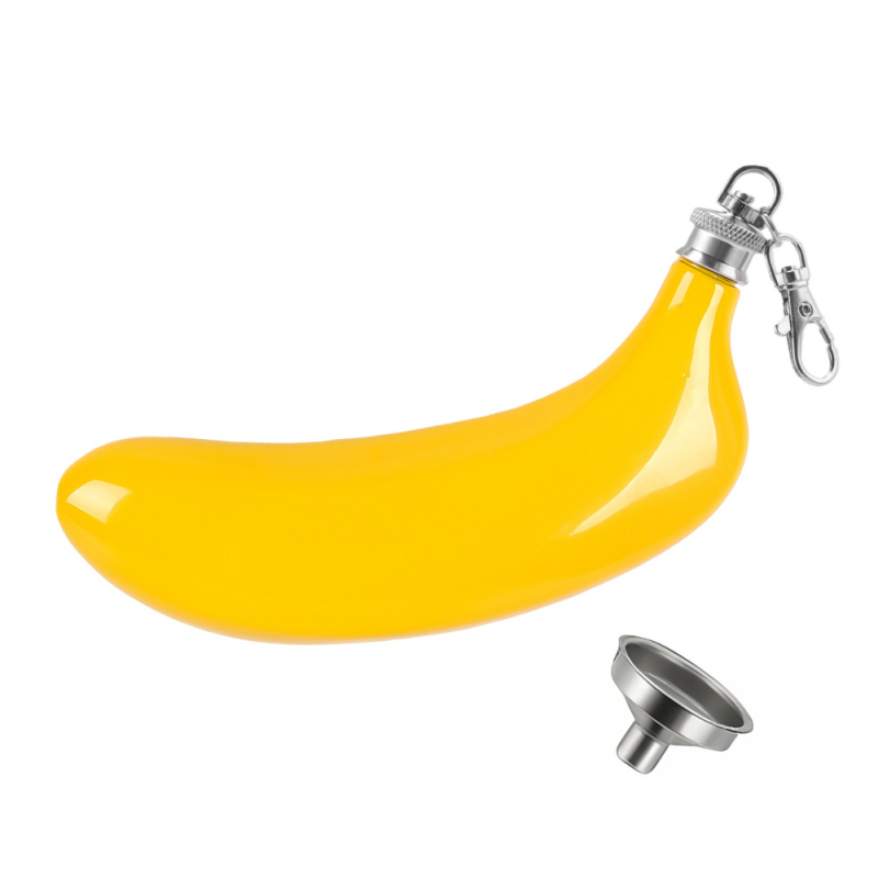 Flacon de vin din oțel inoxidabil, în formă de banană, 5 oz, portabil pentru exterior