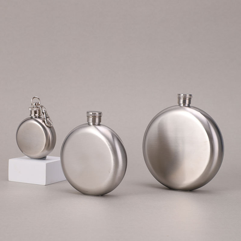 Recipient portabil rotund din oțel inoxidabil pentru vin, design minimalist modern