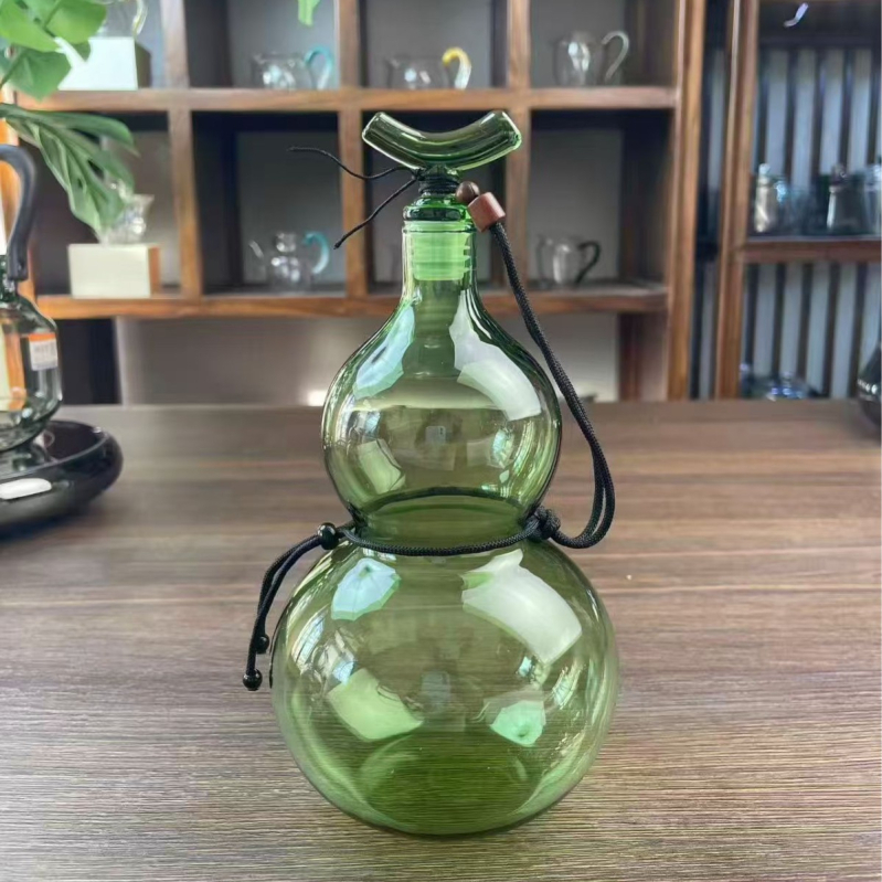 Sticlă de vin în stil chinezesc nou, din sticlă, cu mâner și frânghie, capacitate mare, pentru fermentarea vinului și infuzia rece a apei