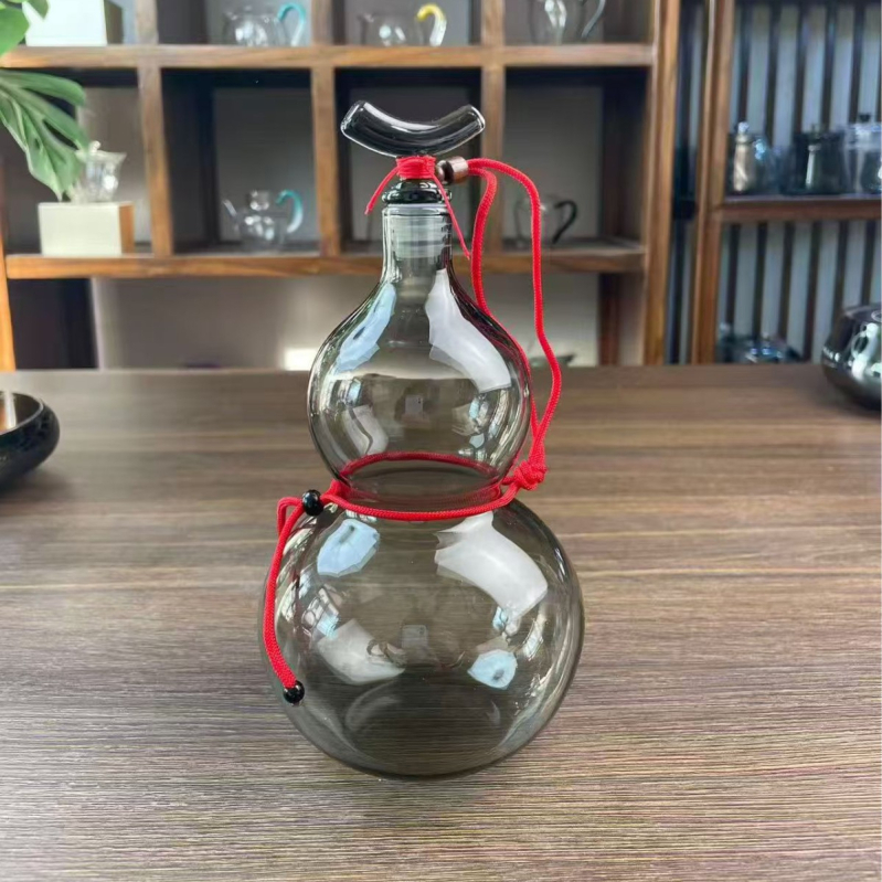 Sticlă de vin în stil chinezesc nou, din sticlă, cu mâner și frânghie, capacitate mare, pentru fermentarea vinului și infuzia rece a apei